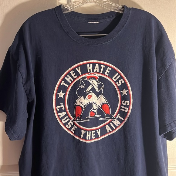 🏈 “THEY HATE US…AINT US” NAVY BLUE COTTON NEW ENGLAND PATRIOTS T-SHIRT Men’s XL - Picture 1 of 5